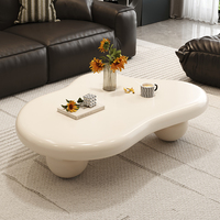 Table basse en bois écologique, style nordique minimaliste, luxueuse, mini, unique, élégante, couleur crème, pour salon.