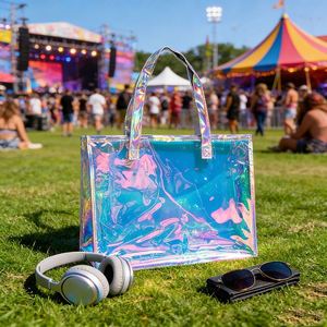 Laser Shiny Pvc Handbag Waterproof Beach Transparent Swim <b>Stitched</b> Jelly Shopping <b>Gift</b> Bag - Product Image 2
