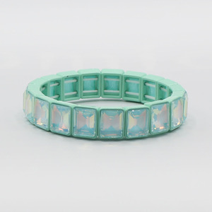 Bracciale YL in ferro smaltato con pietre naturali, con cinturino elastico e piccola cornice quadrata, bestseller transfrontaliero per coppie - Product Image 6