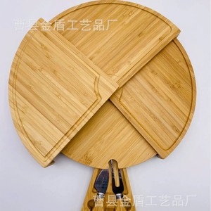 Plateau à fromage en bois massif Golden Shield avec ensemble de couteaux à tiroir pour usage domestique, modèle 2024 - Product Image 2