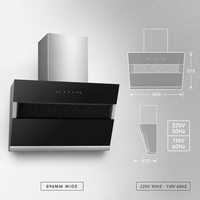 Hotte aspirante latérale en acier inoxydable de 900 mm avec éclairage LED, commande gestuelle, débit d'air de 21 m³/min, extraction silencieuse pour cuisine domestique