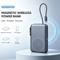 Batterie externe magnétique sans fil Li-Polymère 10000 mAh en gros, chargeur rapide 35W PD 3.0 avec écran TFT et entrée Type-C