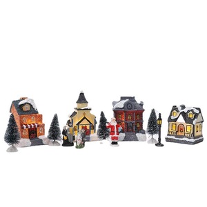 ชุดบ้านเรซิ่นคริสต์มาส 10 ชิ้น ประดับไฟ ตกแต่งหมู่บ้านจิ๋ว สำหรับจัดแสดงในช่วงเทศกาล - Product Image 5