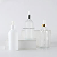 Vente flash - Flacon compte-gouttes en verre cosmétique pour huile essentielle et sérum, 100 ml, rond, givré