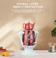 Samovar électrique rouge 4L en acier inoxydable avec robinet, chauffe-eau, bouilloire