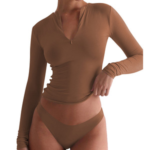 Camiseta de Manga Larga con Botones y Rayas Finas Estilo Y2K para Mujer, Nueva Moda - Product Image 5