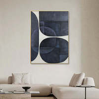 100% peint à la main abstrait Colorblock noir géométrique moderne toile peinture à l'huile à la main art abstrait travail avec cadre