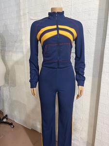 Viviblook Z1211ST02 Ensemble de vêtements de sport décontractés pour femmes, veste cardigan à fermeture éclair, couleur contrastée, pantalon long à cordon de serrage, ensemble deux pièces - Product Image 5