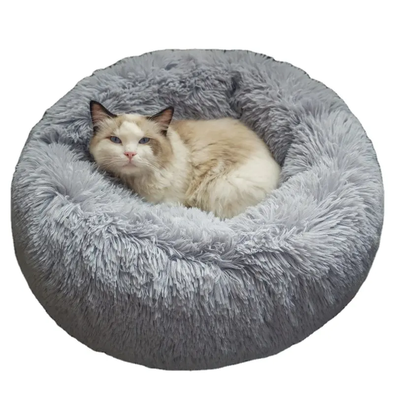 Customized soft donut large small pet bed nest kennel cat cave dog mat house beds for pets