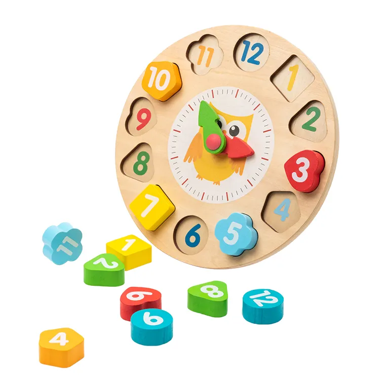 COMMIKI miglior materiale in faggio apprendimento del tempo orologio mobile giocattoli in legno educativi