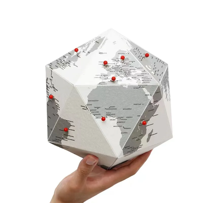 Peta dunia Globe lipat berkualitas tinggi dengan pin 3D kertas dunia gores peta perjalanan awal off peta dunia untuk dekorasi kantor rumah