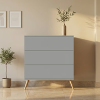 Commode de style Mid-Century Modern à 3 tiroirs, sans poignées, avec pieds coniques, meuble console pour salon, commande en gros, fournisseur OEM