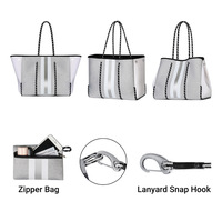 Sac de plage de luxe en néoprène de couleur unie, imperméable, pour femme, avec poche zippée portable, sac à bandoulière, accessoire d'été