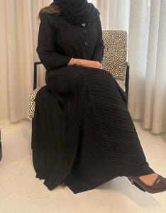 Abiti da sera modesti eleganti da donna personalizzati in fabbrica abiti da sera a manica lunga in tinta unita ampi con pieghe Miyake Vestidos casual Eid - Product Image 5