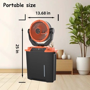 <span class=keywords><strong>Ventilateur</strong></span> portable à brumisation d'eau rechargeable AC/DC de 8 pouces en plastique avec télécommande, lumière et oscillation pour usage domestique et extérieur - Product Image 1