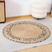 Tapis d'intérieur en jute tissé à la main, à poils moyens, avec franges, motif cercle ajouré, style bohème, à pompons, antidérapant, pour chambre, entrée, maison