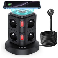 Adaptateur multi-voyage EU Strip avec prise de charge sans fil Prise de tour Prise domestique