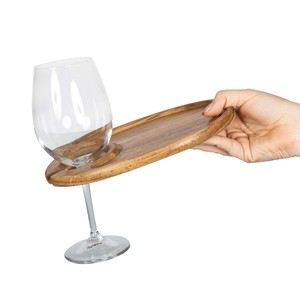 Support à <span class=keywords><strong>vin</strong></span> et assiette ovale classiques en bois d'acacia avec motif personnalisé – Durables et écologiques pour les fêtes - Product Image 5