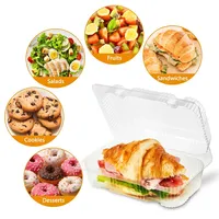 Boîtes d'emballage alimentaire jetables en plastique PP rectangulaires transparentes multi-usages - Boîte à salade de fruits, dessert, à emporter, boîte à lunch avec couvercle