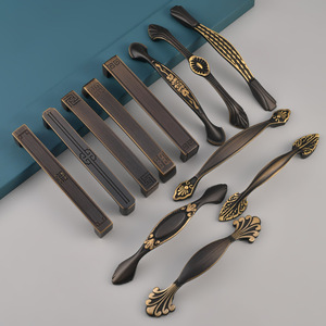 European Style Solid Copper Cabinet Handles Bar Shape Durable Plated For <b>Drawer</b> Wardrobe Furniture - Product Image 1