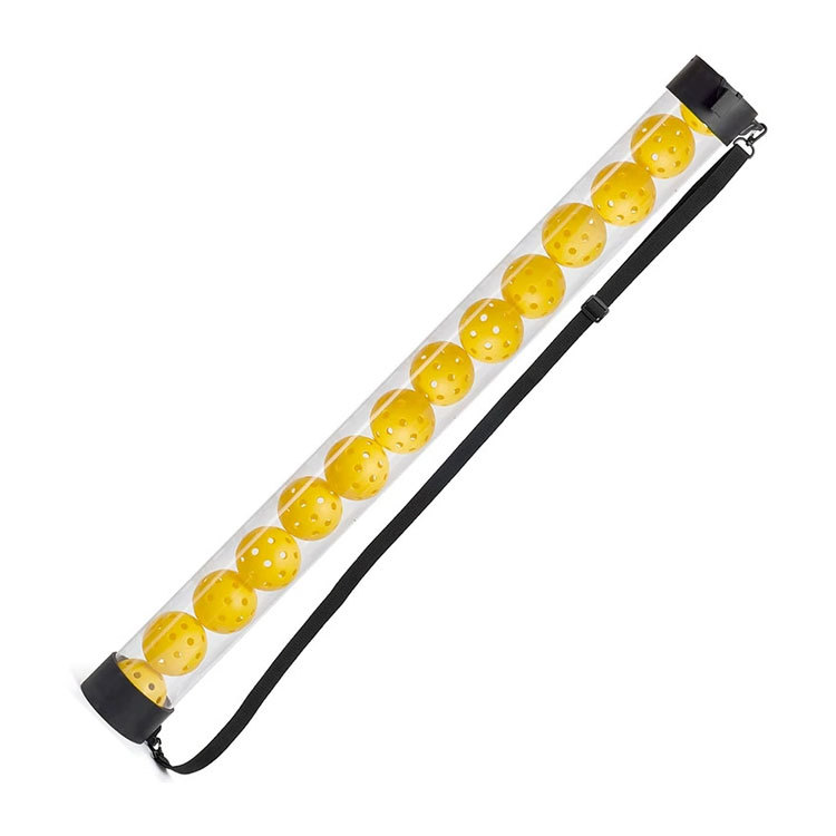 Factory Selling Pickleball Sport 14 Balls Holder Storage Plastic Transparent Pickleball Pickup Tube with Strap