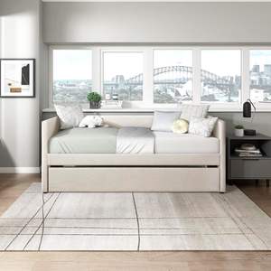 <span class=keywords><strong>Divano</strong></span> <span class=keywords><strong>letto</strong></span> imbottito <span class=keywords><strong>in</strong></span> tessuto testurizzato con doppio <span class=keywords><strong>letto</strong></span> da giorno con schienale e supporto a <span class=keywords><strong>doghe</strong></span> <span class=keywords><strong>in</strong></span> <span class=keywords><strong>legno</strong></span> <span class=keywords><strong>divano</strong></span> <span class=keywords><strong>letto</strong></span> - Product Image 3