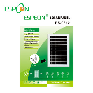 แผงโซลาร์เซลล์ Espeon 12W 6V โพลีเซลล์ กันน้ำ สำหรับชาร์จโทรศัพท์มือถือกลางแจ้ง - Product Image 1