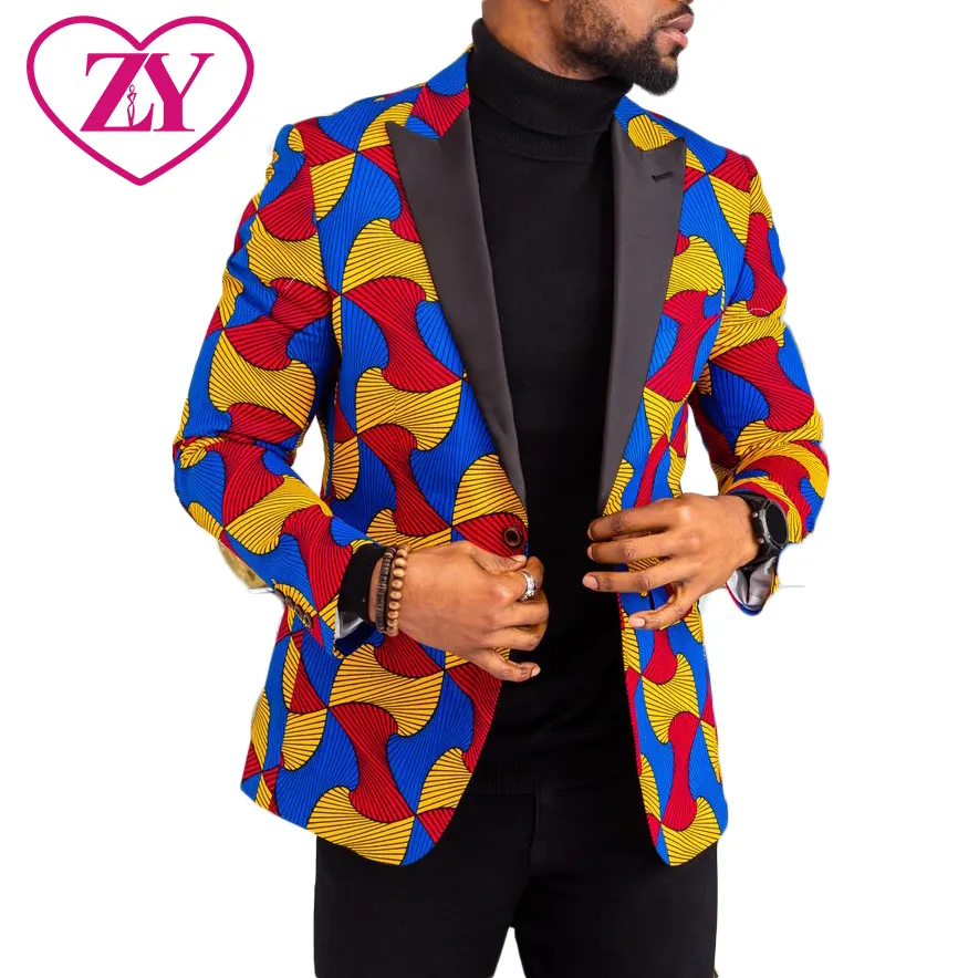 Fashion Style Customized Design African Ankara Clothing Print Jacket Blazer For Men