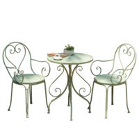 Ensemble table et chaises trois pièces en fer forgé pour café, salon de thé, mobilier simple pour cour, intérieur, balcon, jardin
