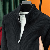 Pull Zippé Couleur Unie Coupe Européenne Plus 2025, Gilet en Maille, Col Montant Homme Vente en Gros Usine