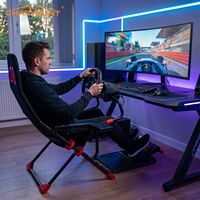 Cockpit de simulateur de course pliable avec support de volant et de levier de vitesses, cadre en acier pour Logitech Thrustmaster Fanatec