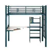 Vente en gros Lit mezzanine industriel en fer à structure métallique Lit superposé double queen grande taille avec lit simple ou bureau pour hôtels et chambres à coucher