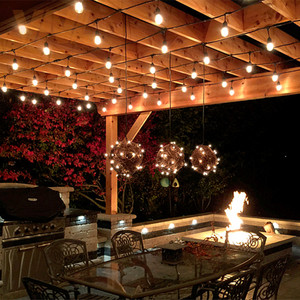 <span class=keywords><strong>Guirnalda</strong></span> de luces LED E27 IP65 impermeable solar para patio vacaciones jardín boda Camping decoración al aire libre S14 bombilla 10m 48ft - Product Image 4