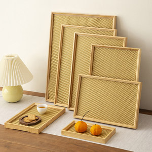 Bandeja de Servir Rectangular de Bambú Antideslizante para Té y Café en el Hogar - Product Image 1