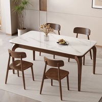 Ensemble Table à Manger et Chaises Style Nordique Luxe Moderne, Rectangle en Marbre et Bois Massif, 4 à 6 Places – Magnifiques Designs pour Petit Mobilier Complet