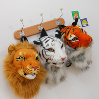 Sac à dos modèle tête de tigre de lion réaliste, jouet en peluche de tigre de lion de simulation, petit sac à dos grande capacité
