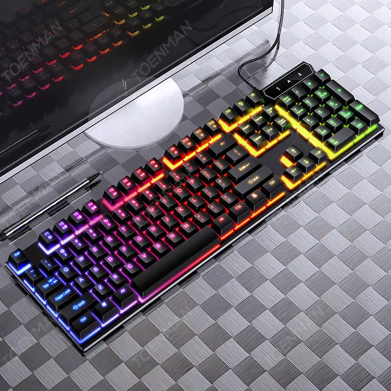 नई V4 यांत्रिक भावना कीबोर्ड वायर्ड Backlight यूएसबी कंप्यूटर सहायक उपकरण रंगीन 104 चाबियाँ बहु समारोह खेल कीबोर्ड