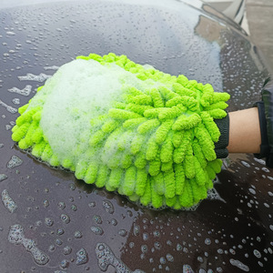 Gant de lavage de voiture en chenille double face épaissi vert émeraude 27x23.5x6 Outil de nettoyage imperméable - Product Image 2