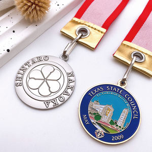 Médaille personnalisée plaquée argent avec motif trèfle, médaille commémorative personnalisée Shintaro Nakaoka avec ruban - Product Image 2