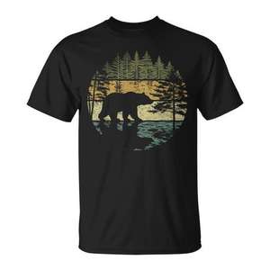 T-shirt graphique rétro avec motif d'ours de la forêt, design vintage, aventure en plein air - Product Image 1
