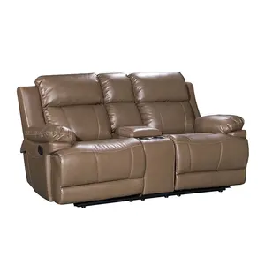 Çin toptan yeni Recliner 2 kişilik TV kanepe mobilya ayarlanabilir deri manuel Recliner loveseat yaşlılar için