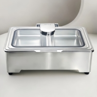 Plat à réchaud en acier inoxydable 304 poli miroir, chauffe-plats de luxe commercial haut de gamme pour buffet, équipement de restauration professionnelle