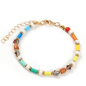 Tamaño ajustable a mano granos Tila pulsera Bohemia pulsera de los hombres de Color del arco iris, delicada pulsera de perlas - Product Image 3