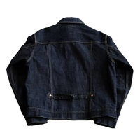 Jaket Denim Pria Model Kancing Depan dari Produsen OEM, Jaket Denim Selvedge Jepang Berat, Jaket Denim Mentah Retro Amerika untuk Pria
