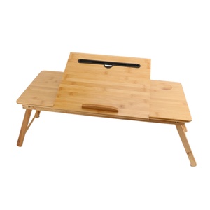 Table pliante en bois de bambou pour <span class=keywords><strong>ordinateur</strong></span> <span class=keywords><strong>portable</strong></span>, plateau de <span class=keywords><strong>lit</strong></span>, bureau, apprentissage, Camping en plein air, pique-nique, petit bureau pour le repos à la maison avec support de téléphone - Product Image 1