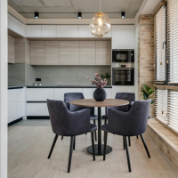 Meubles de cuisine de luxe en bois de frêne, avec évier, robinet, charnières, glissières de tiroir, modernes, ignifuges, écologiques, marron clair, pour appartement, garantie 3 ans