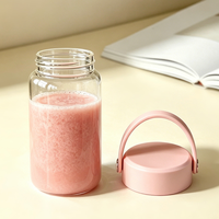 Nouvelle tasse portable en verre borosilicate de 450 ml avec poignée, couleur macaron, pour cadeau promotionnel