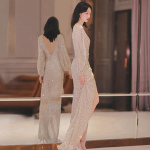 スパンコールセクシー<span class=keywords><strong>PROM</strong></span>イブニングドレス新エレガントな気質フィッシュテールスカート - Product Image 3