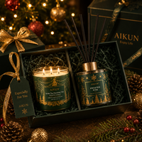 AIKUN - Juego de Regalo de Aromaterapia de Lujo con Difusor de Aromas y Vela de Cera de Soya, Estilo Navideño, Entrega Rápida de Fábrica, Marca Personalizada