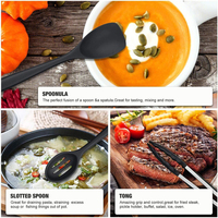 TOALLWIN Outils de cuisine tendance, ustensiles de cuisine en silicone, ensemble de cuisine avec pinces, fouet, cuillère doseuse, ensemble d'ustensiles de cuisine